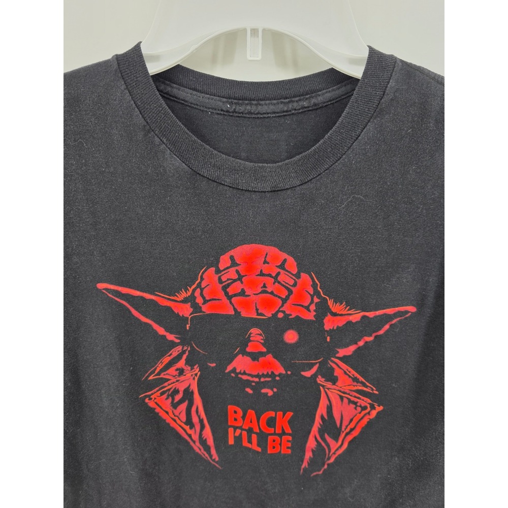 Star Wars Yoda Back I'll Be Red Graphic Tee Black M - Picture 3 of 4